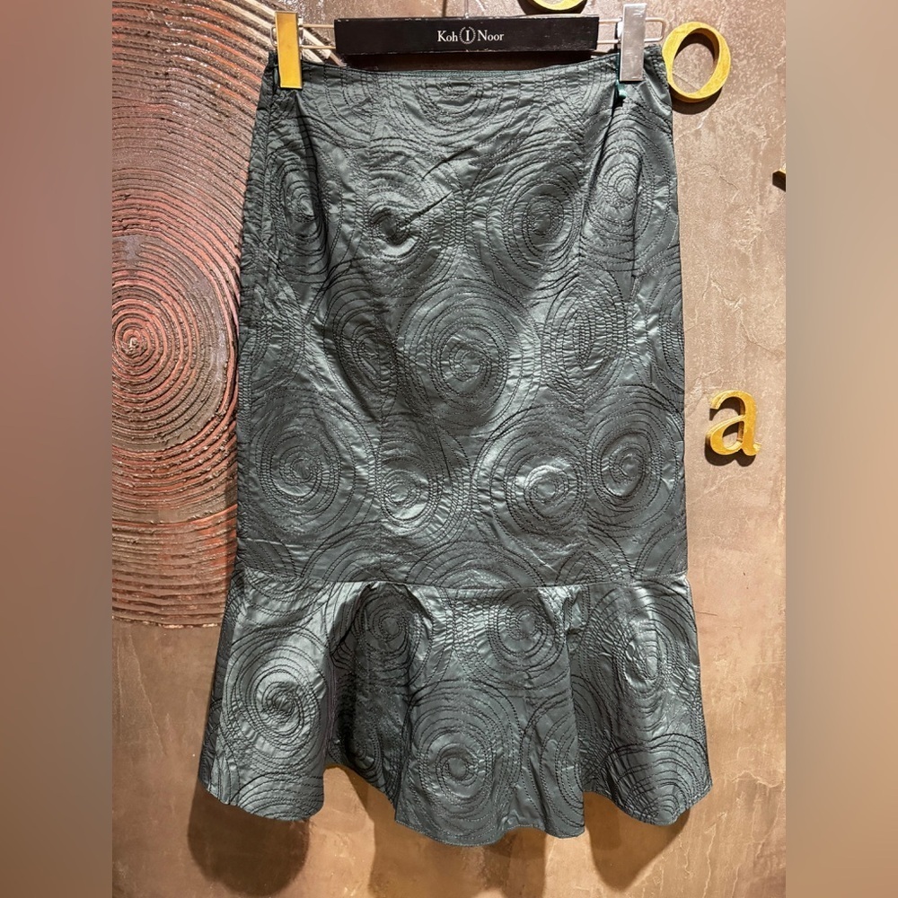 Vera Mont vintage Dark Green Asymmetrical pencil midi Skirt size 6 - Picture 2 of 4